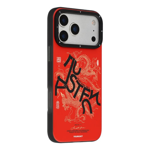YOUNGKIT Loong Horse Spirit Series For iPhone 17 Pro Magnetic Case Skin Touch TPU PC Phone Cover - Red - 1
