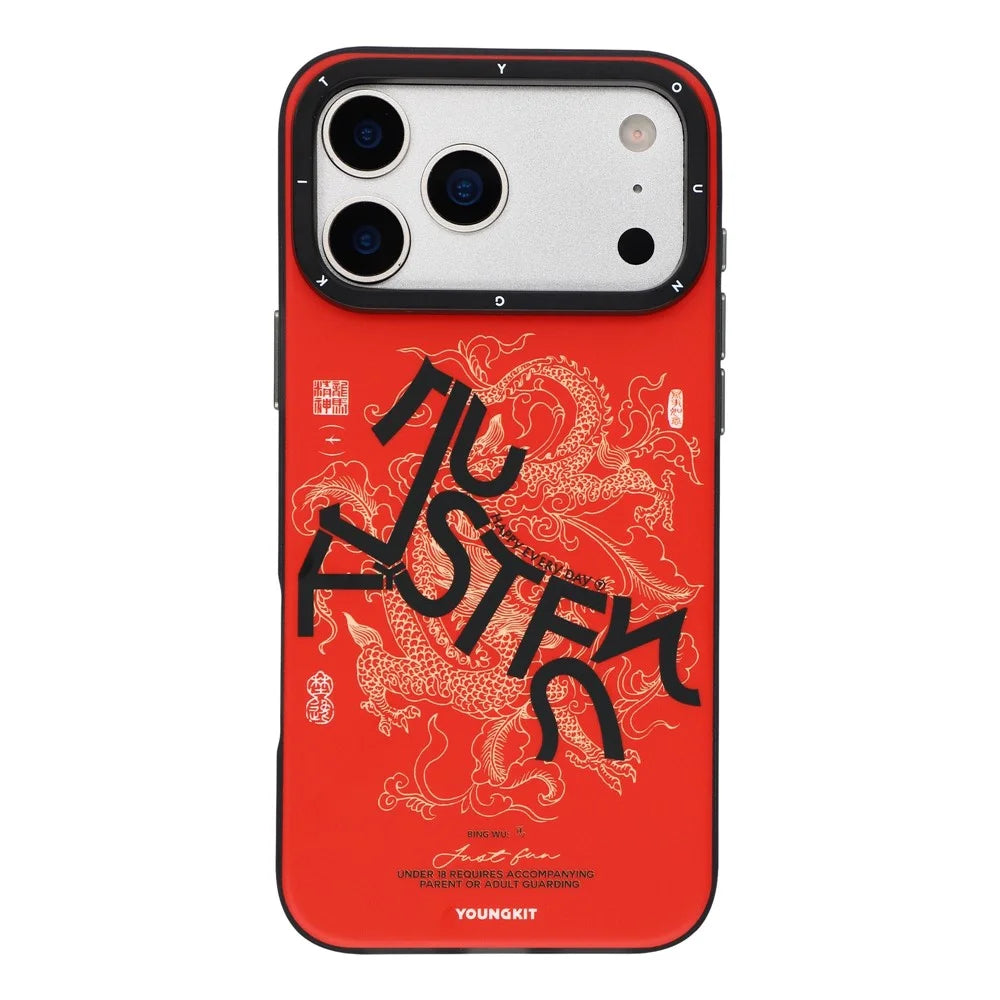 YOUNGKIT Loong Horse Spirit Series For iPhone 17 Pro Magnetic Case Skin Touch TPU PC Phone Cover - Red - 3