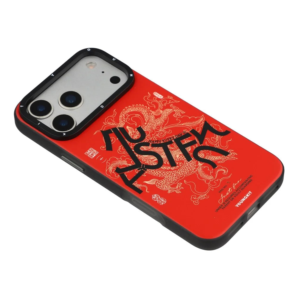 YOUNGKIT Loong Horse Spirit Series For iPhone 17 Pro Magnetic Case Skin Touch TPU PC Phone Cover - Red - 4