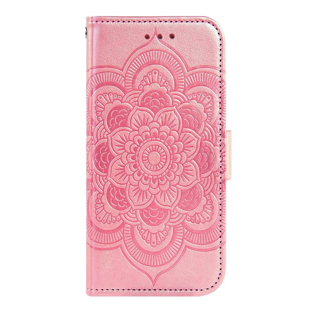 For Samsung Galaxy S25 Edge Case Peony Imprinted  TPU PU Leather Wallet Phone Cover with Wrist Strap - Rose Gold - 7