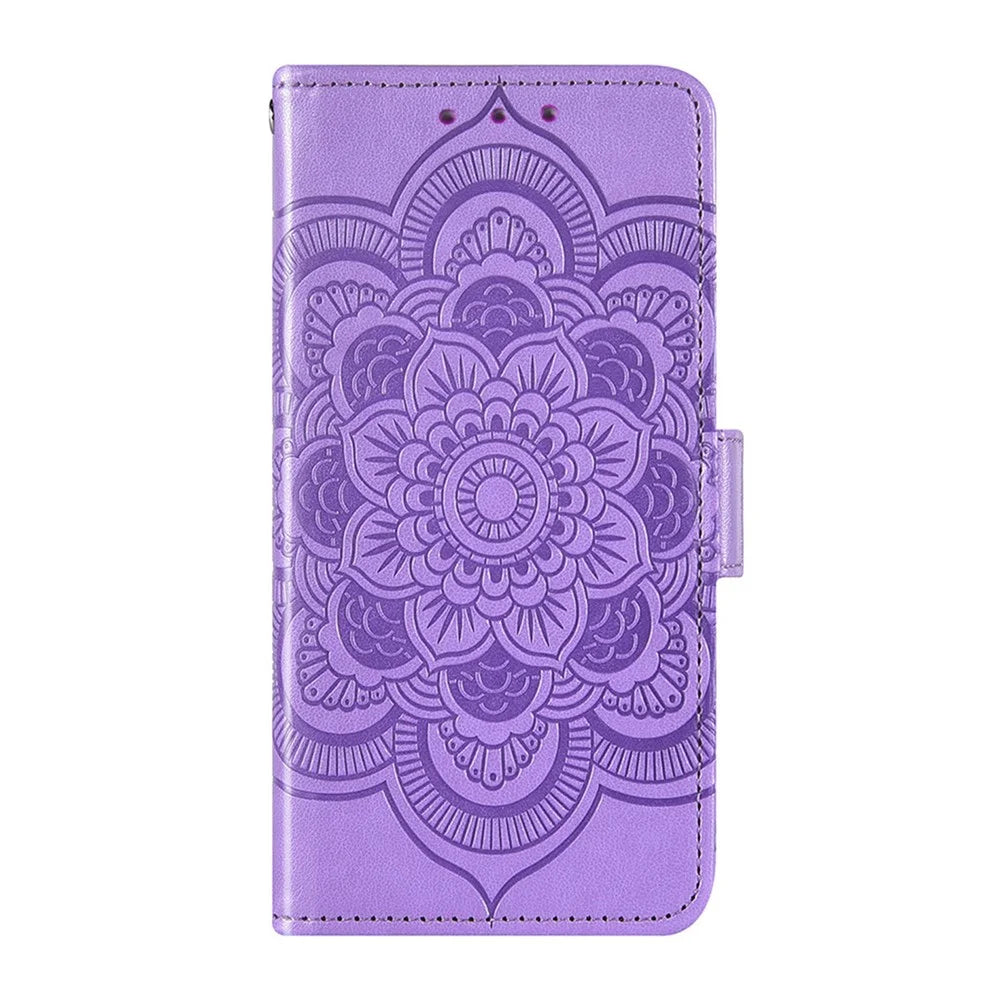 For Samsung Galaxy A56 5G Case Peony Imprinted  TPU PU Leather Wallet Phone Cover with Wrist Strap - Purple - 7