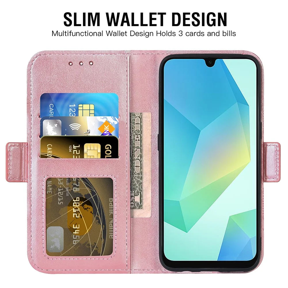 For Samsung Galaxy A15 5G / 4G Case Peony Imprinted  TPU PU Leather Wallet Phone Cover with Wrist Strap - Rose Gold - 2