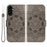 For Samsung Galaxy S26 Case Peony Imprinted  TPU PU Leather Wallet Phone Cover with Wrist Strap - Grey - 1