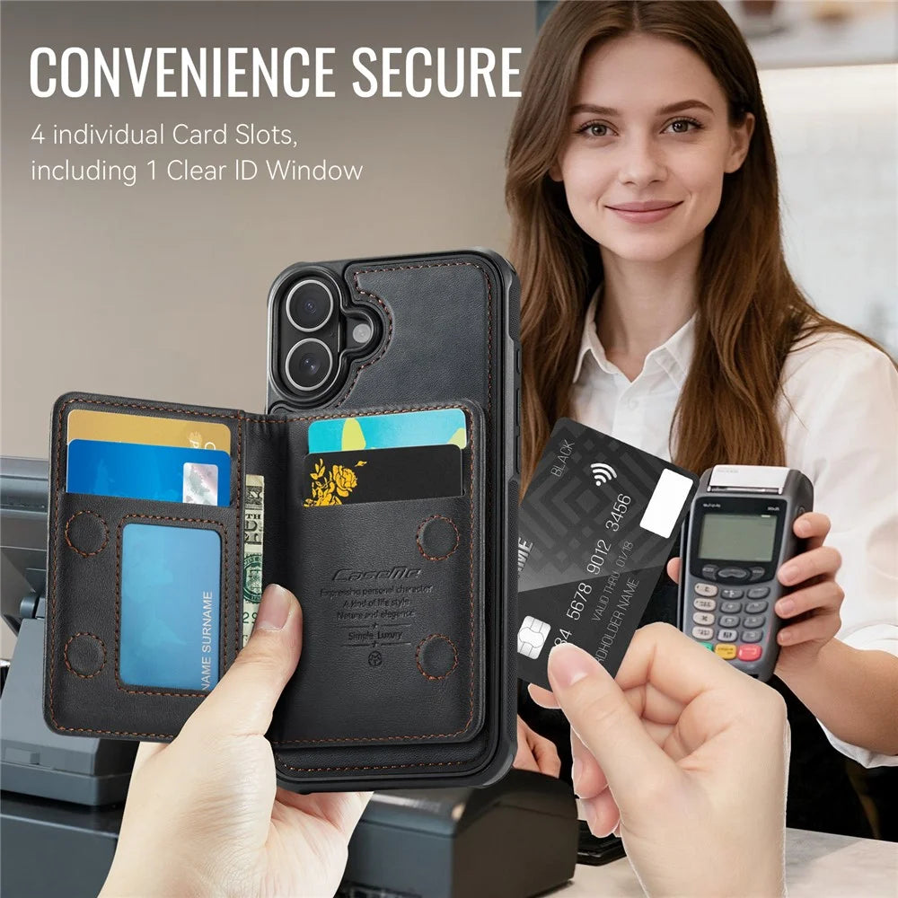 CASEME ME80 Series For iPhone 17 Magnetic Case Leather PC TPU Phone Cover with Detachable Wallet - Black - 3
