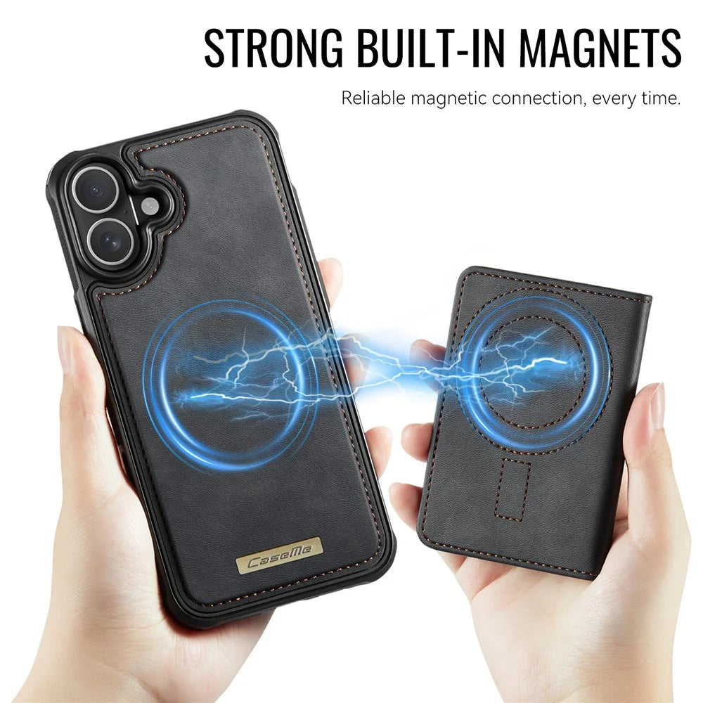 CASEME ME80 Series For iPhone 17 Magnetic Case Leather PC TPU Phone Cover with Detachable Wallet - Black - 5