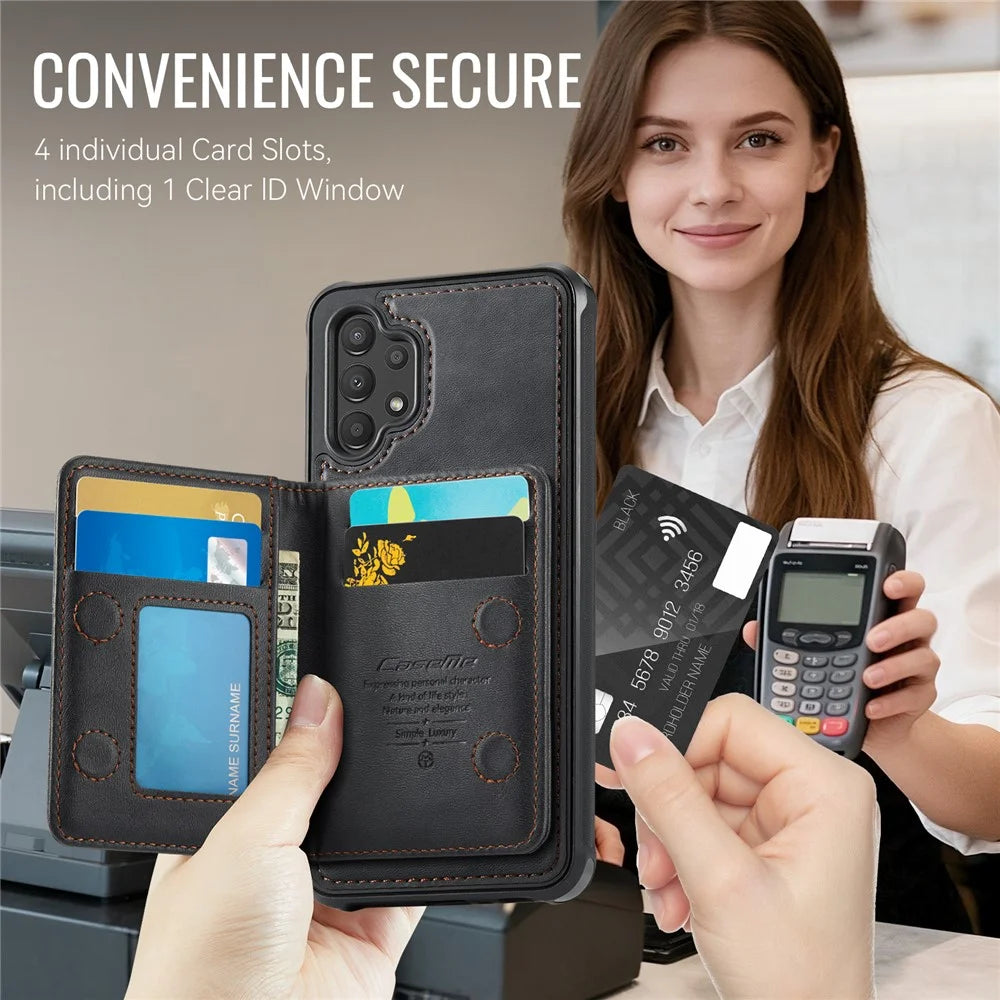 CASEME ME80 Series For Samsung Galaxy A13 4G / A04s 4G (164.7mm) Magnetic Case Leather PC TPU Phone Cover with Detachable Wallet - Black - 3