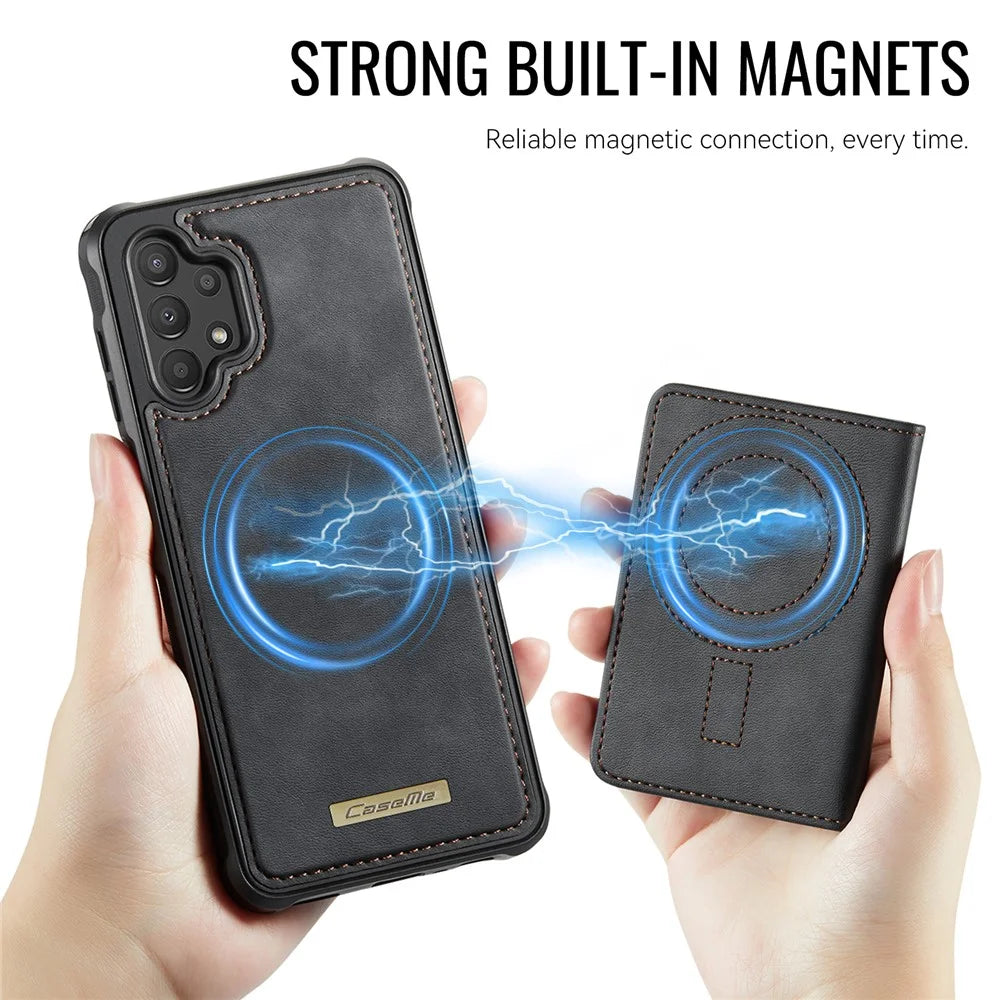 CASEME ME80 Series For Samsung Galaxy A13 4G / A04s 4G (164.7mm) Magnetic Case Leather PC TPU Phone Cover with Detachable Wallet - Black - 5