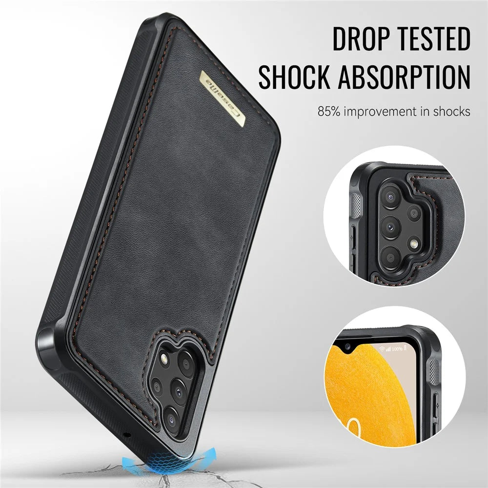 CASEME ME80 Series For Samsung Galaxy A13 4G / A04s 4G (164.7mm) Magnetic Case Leather PC TPU Phone Cover with Detachable Wallet - Black - 6