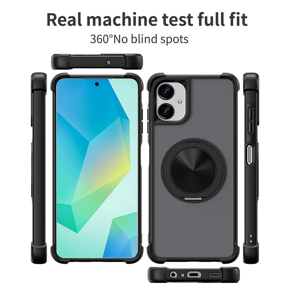 Magnetic Case For Samsung Galaxy A08 4G / A07 4G CD Vein Kickstand TPU + PC Phone Cover - Black - 5