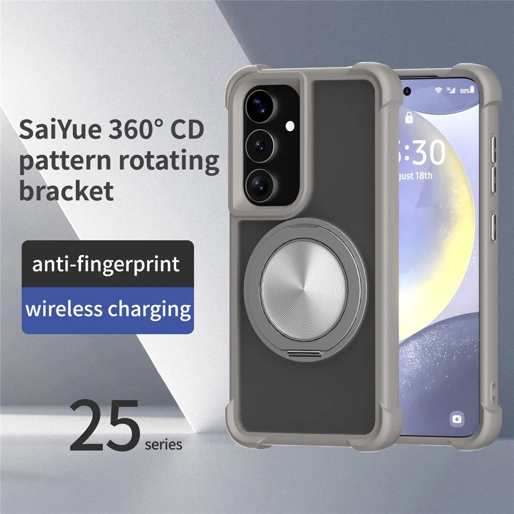 For Samsung Galaxy S26 Magnetic Case CD Vein Kickstand TPU + PC Phone Cover - Gold - 2