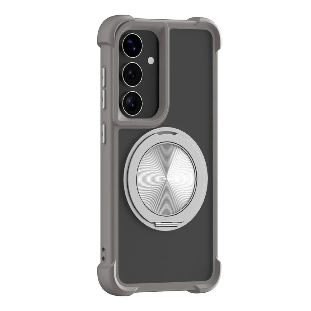 For Samsung Galaxy S26+ Magnetic Case CD Vein Kickstand TPU + PC Phone Cover - Grey - 1