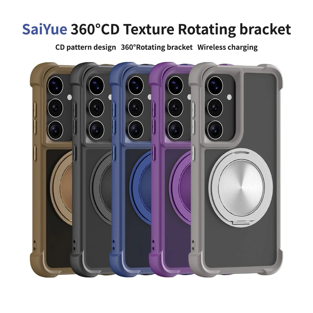 For Samsung Galaxy S26+ Magnetic Case CD Vein Kickstand TPU + PC Phone Cover - Grey - 7