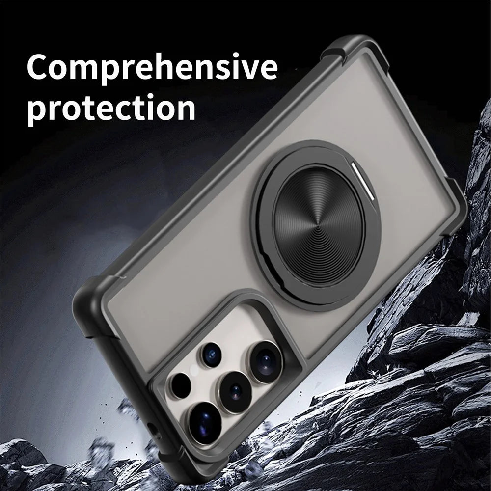 For Samsung Galaxy S26 Ultra Magnetic Case CD Vein Kickstand TPU + PC Phone Cover - Black - 3