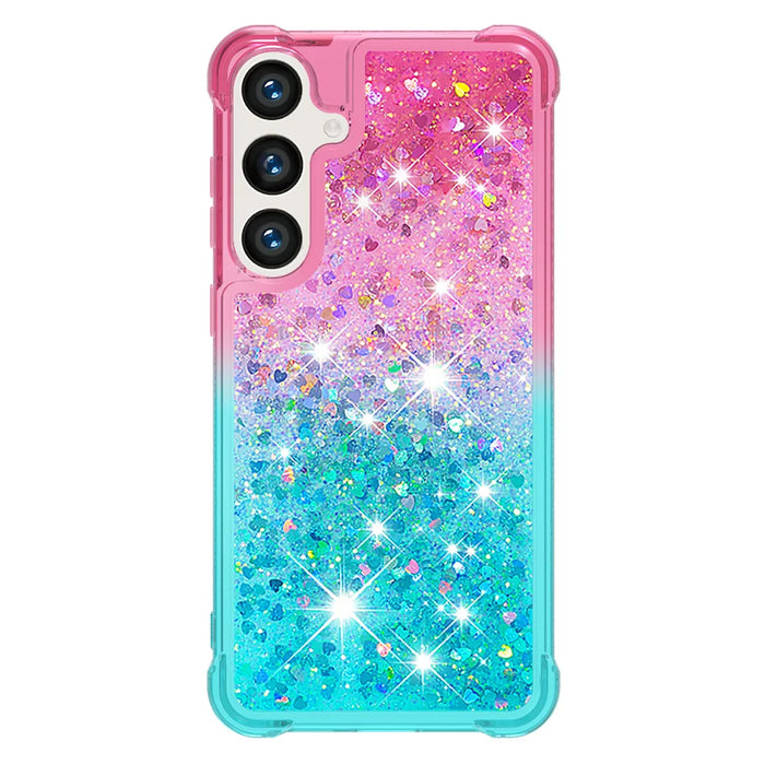 For Samsung Galaxy S26+ TPU Case Gradient Quicksand Phone Back Cover - Pink+Sky Blue - 2