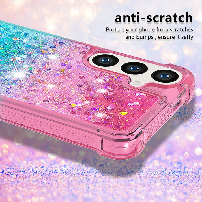 For Samsung Galaxy S26+ TPU Case Gradient Quicksand Phone Back Cover - Pink+Sky Blue - 4