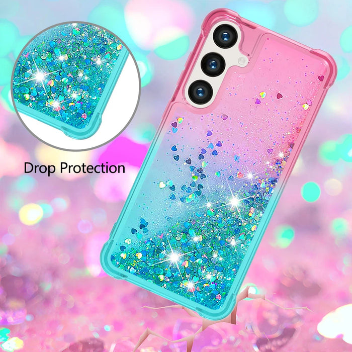 For Samsung Galaxy S26+ TPU Case Gradient Quicksand Phone Back Cover - Pink+Sky Blue - 5