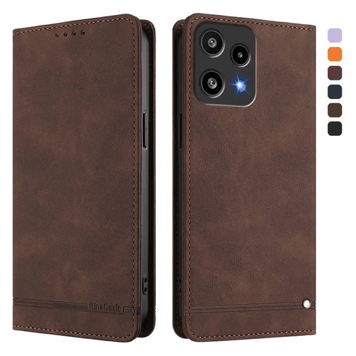 For Nothing Phone (3a) Lite 5G Case RINACASIS RC23 RFID Blocking Wallet Stand PU Leather Phone Cover - Brown - 1
