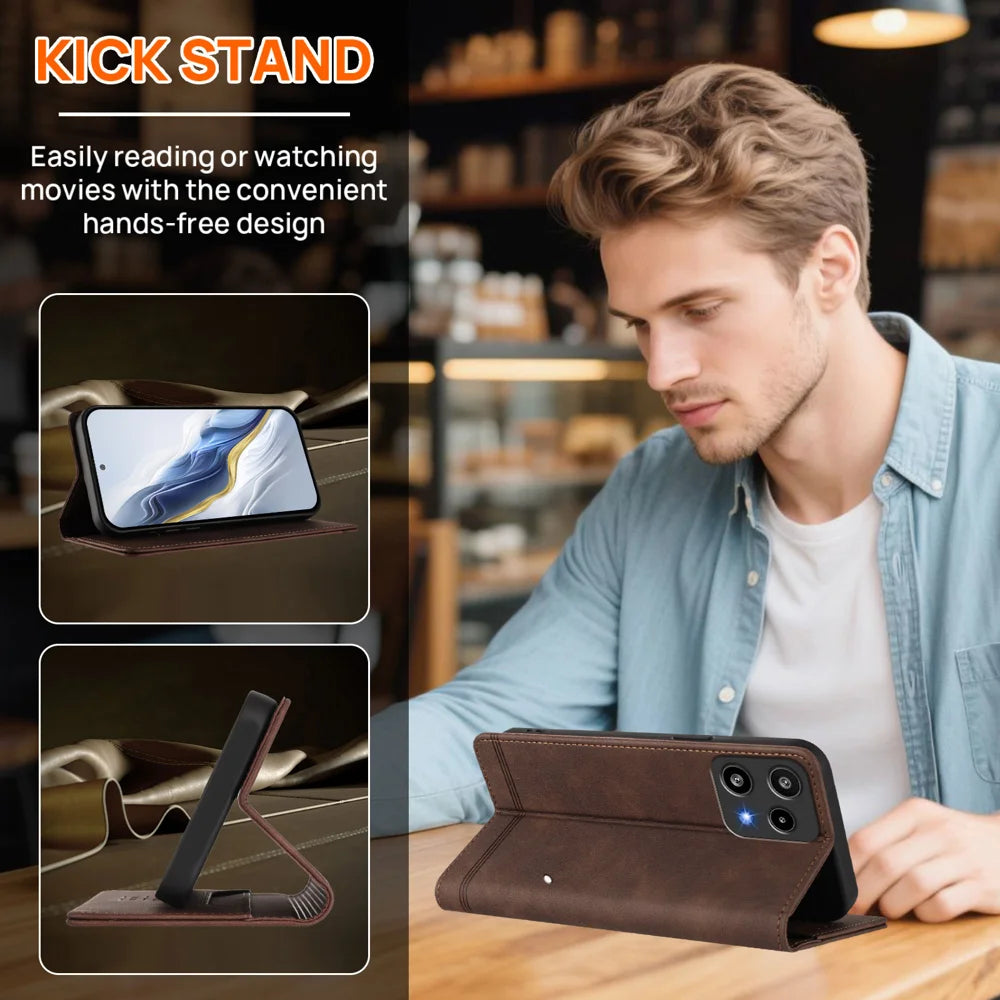 For Nothing Phone (3a) Lite 5G Case RINACASIS RC23 RFID Blocking Wallet Stand PU Leather Phone Cover - Brown - 2