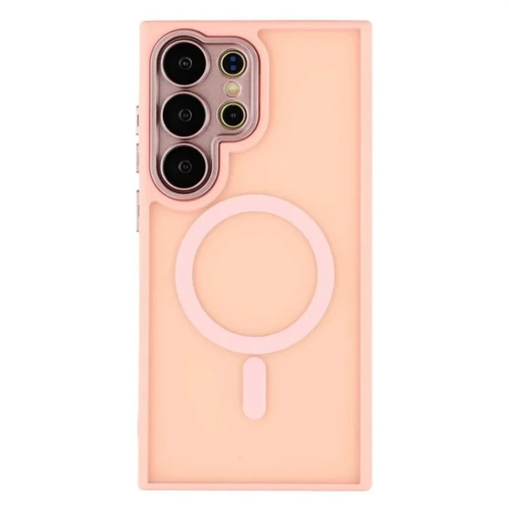 WANLONFENG For Samsung Galaxy S26 Ultra Back Cover  QB1 Series PC TPU Shockproof Magnetic Phone Case - Pink - 1