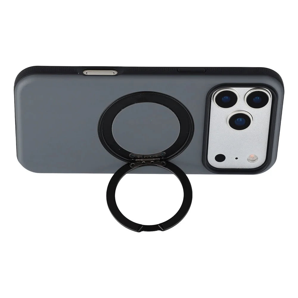X-LEVEL For iPhone 17 Pro Max Magnetic Case Dual Color Skin Feel Rotating Kickstand PC + TPU Phone Cover - Black - 5