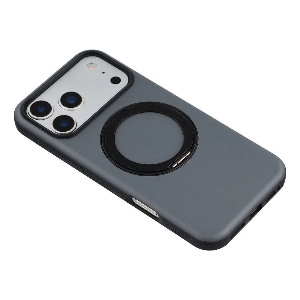 X-LEVEL For iPhone 17 Pro Max Magnetic Case Dual Color Skin Feel Rotating Kickstand PC + TPU Phone Cover - Black - 6