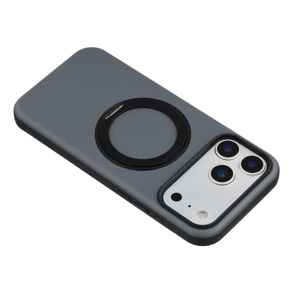 X-LEVEL For iPhone 17 Pro Max Magnetic Case Dual Color Skin Feel Rotating Kickstand PC + TPU Phone Cover - Black - 7