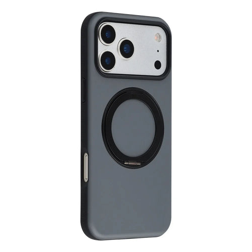 X-LEVEL For iPhone 17 Pro Magnetic Case Dual Color Skin Feel Rotating Kickstand PC + TPU Phone Cover - Black - 1
