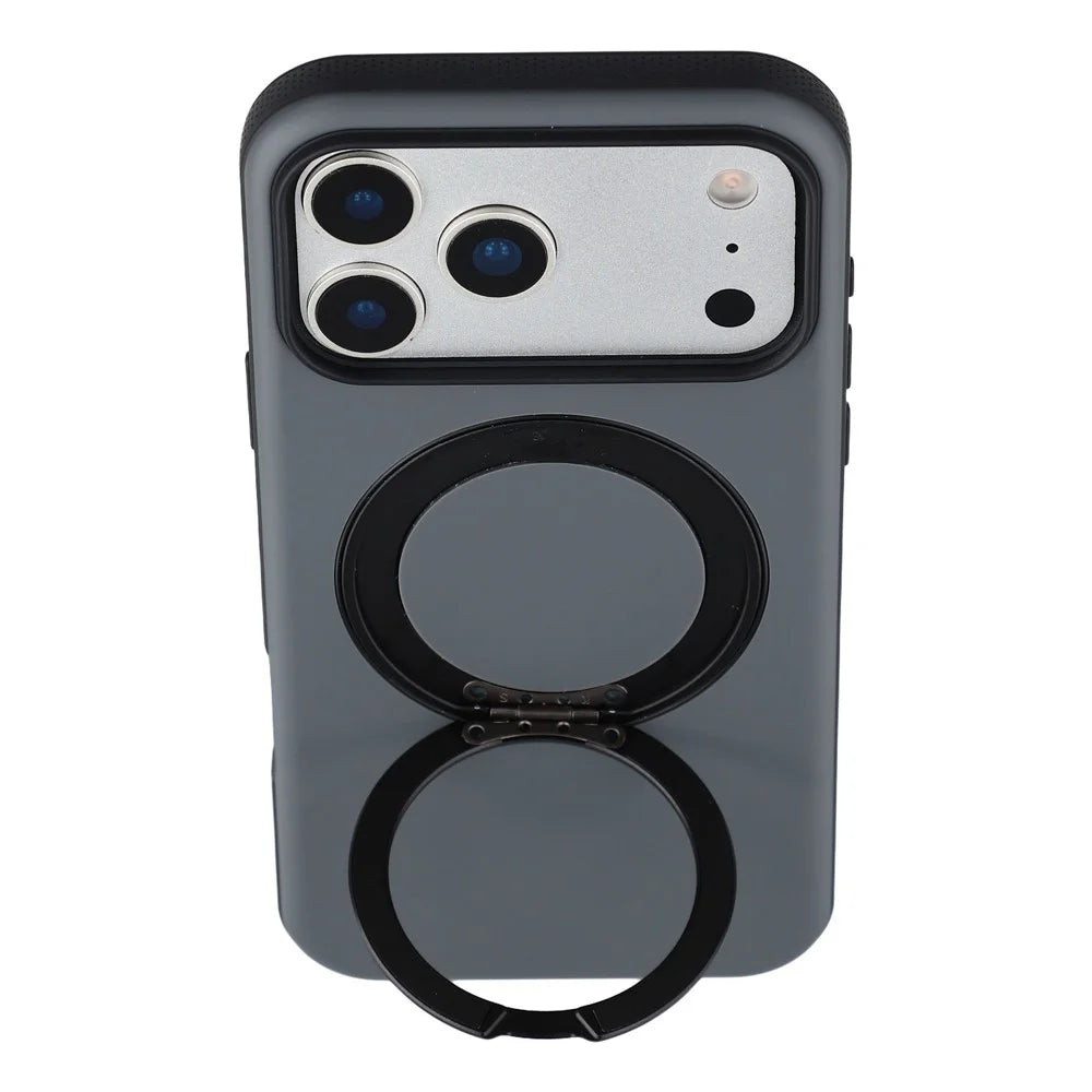 X-LEVEL For iPhone 17 Pro Magnetic Case Dual Color Skin Feel Rotating Kickstand PC + TPU Phone Cover - Black - 4