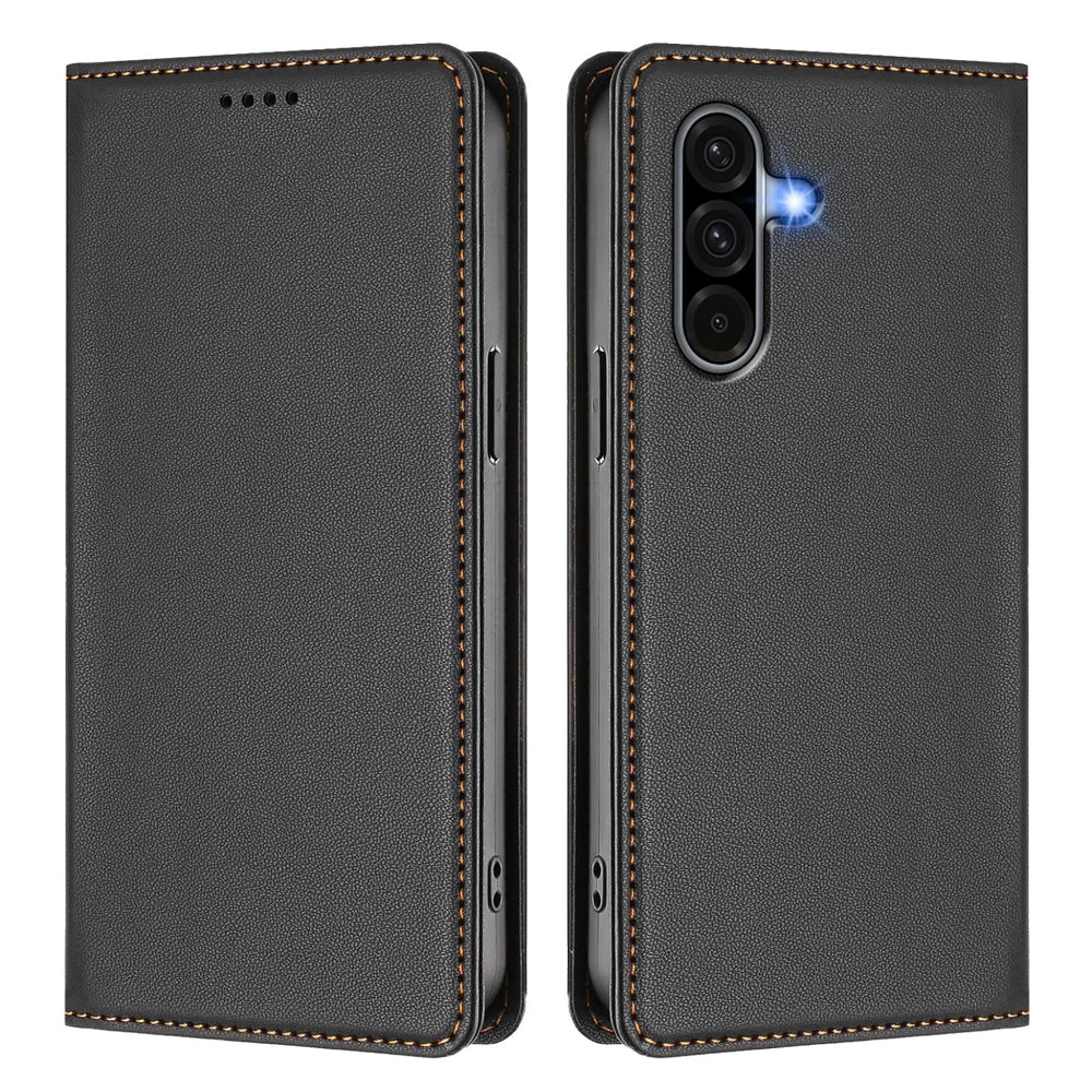 For Samsung Galaxy A37 5G / A56 5G / A36 5G Leather Wallet Case Magnetic Closure RFID Blocking Phone Cover - Black - 1