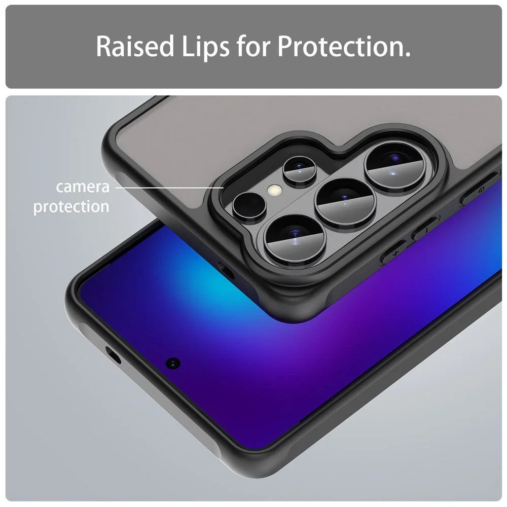 For Samsung Galaxy S26 Ultra Case Drop Proof Airbags Frosted Translucent PC + TPU Phone Back Cover - Black - 7