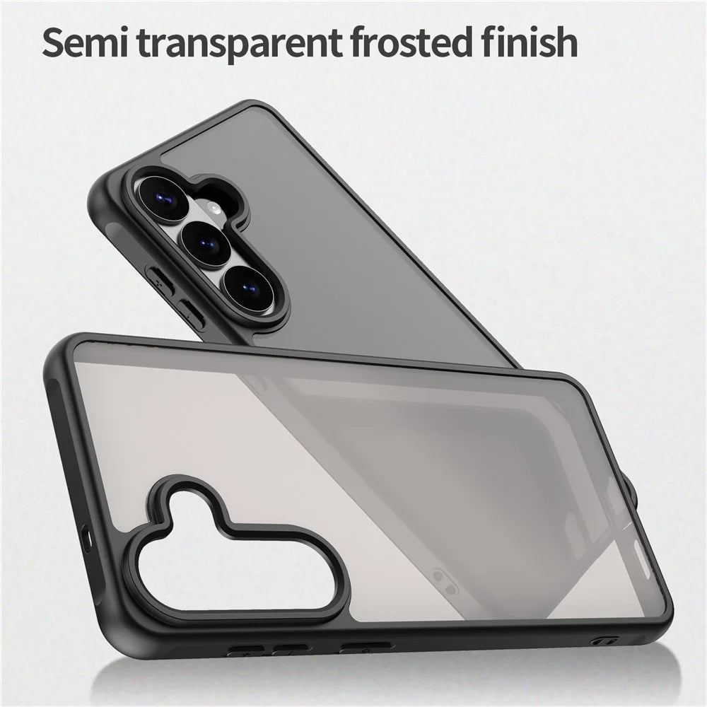 For Samsung Galaxy S26 Case Drop Proof Airbags Frosted Translucent PC + TPU Phone Back Cover - Black - 4