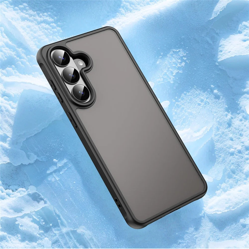 For Samsung Galaxy S26 Case Drop Proof Airbags Frosted Translucent PC + TPU Phone Back Cover - Black - 6