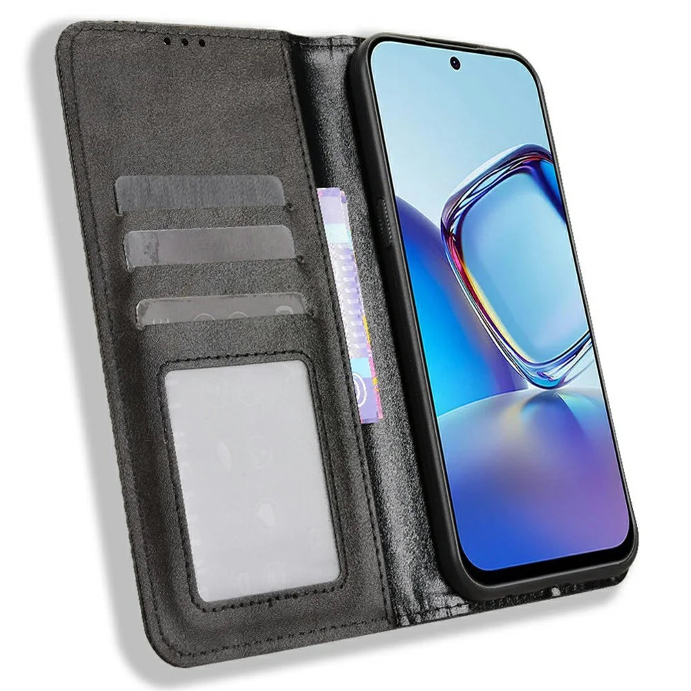 For ZTE Blade V80 Vita Leather Case Wallet Stand Retro Texture Phone Cover - Black - 3