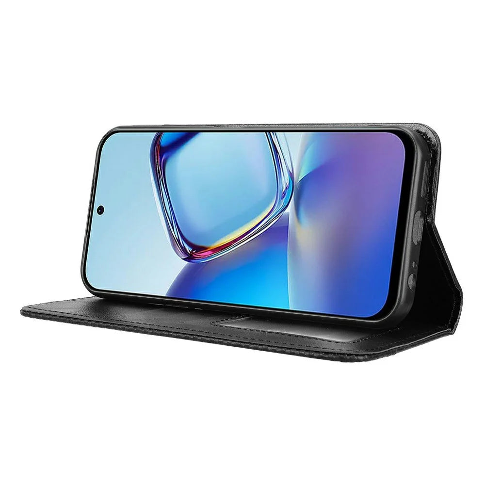 For ZTE Blade V80 Vita Leather Case Wallet Stand Retro Texture Phone Cover - Black - 4
