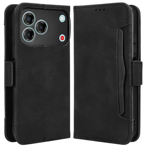 For ZTE Blade V80 Vita Leather Case Phone Wallet Cover with Multiple Card Slots - Black - 1