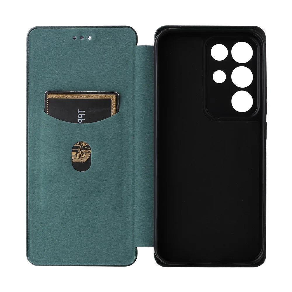For Realme C85 Pro 4G Case Carbon Fiber Texture Drop-Proof PU Leather Phone Cover - Green - 5