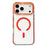 For iPhone 17 Pro Magnetic Case TPU PC Clear Phone Cover with Metal Buttons - Orange - 1