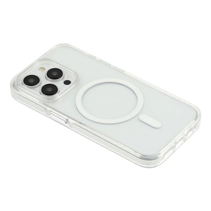 For iPhone 15 Pro Max Magnetic Case TPU PC Clear Phone Cover with Metal Buttons - White - 4