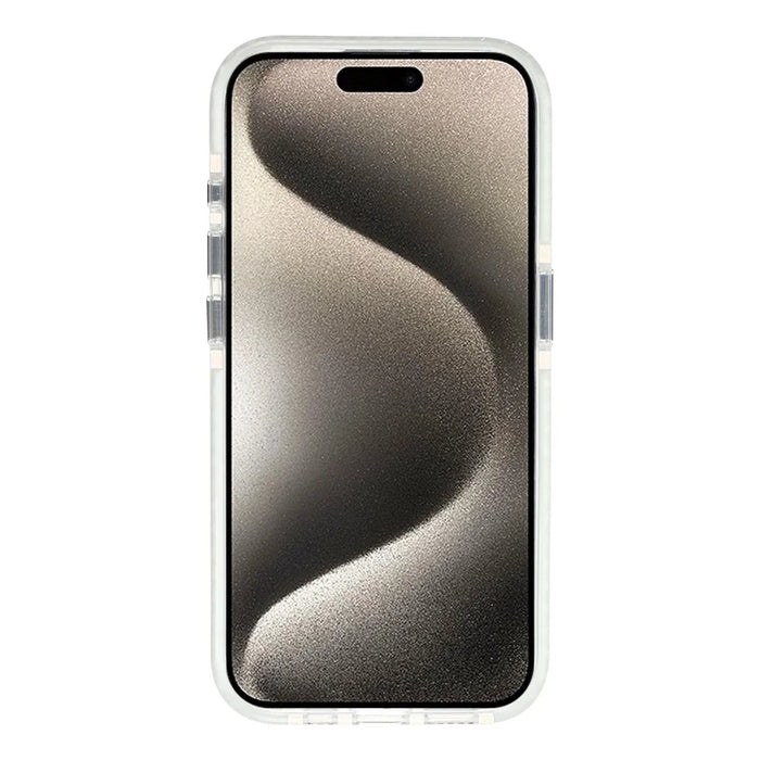 For iPhone 15 Pro Magnetic Case TPU PC Clear Phone Cover with Metal Buttons - White - 2