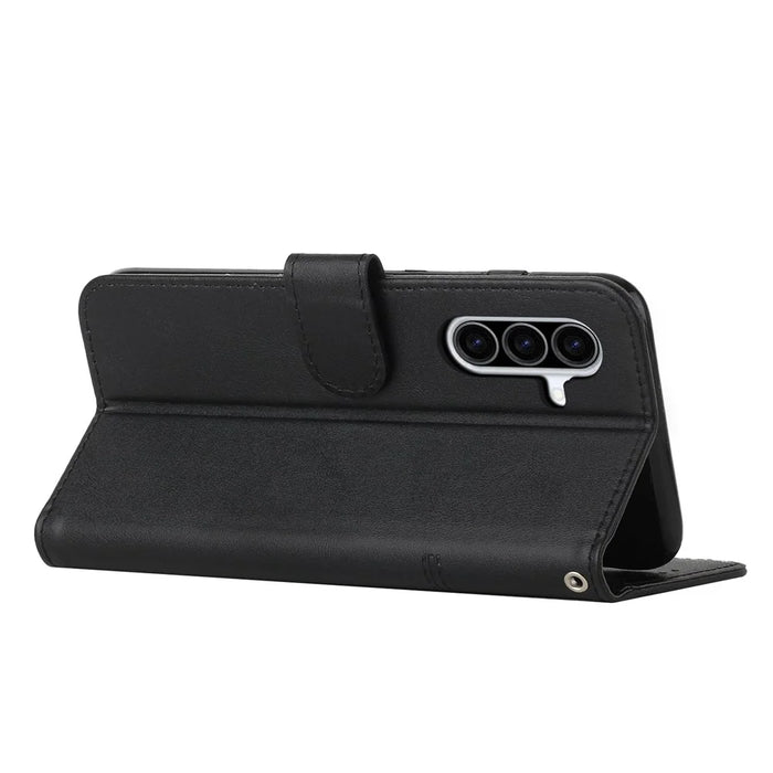 Leather Phone Case For Samsung Galaxy A57 5G Foldable Stand Wallet Flip Cover with Strap - Black - 3