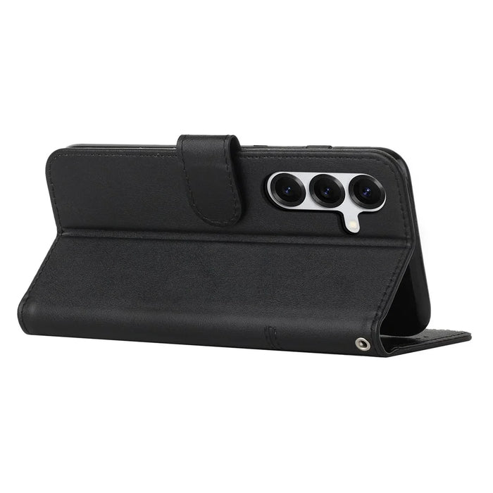 Leather Phone Case For Samsung Galaxy S26+ Foldable Stand Wallet Flip Cover with Strap - Black - 3