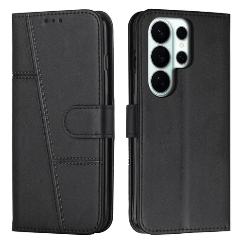 Leather Phone Case For Samsung Galaxy S26 Ultra Foldable Stand Wallet Flip Cover with Strap - Black - 1