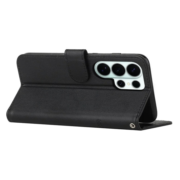 Leather Phone Case For Samsung Galaxy S26 Ultra Foldable Stand Wallet Flip Cover with Strap - Black - 3