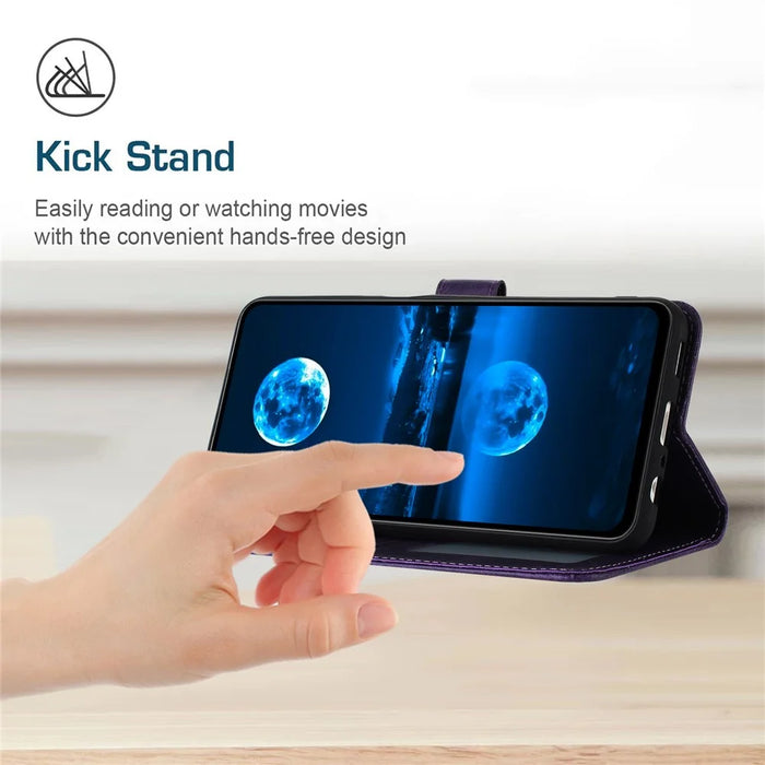 For Samsung Galaxy S26+ Wallet Case Flip Stand Calf Texture PU Leather Phone Cover with Strap - Purple - 3
