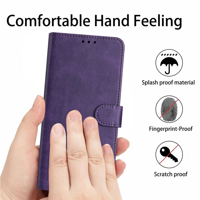 For Samsung Galaxy S26+ Wallet Case Flip Stand Calf Texture PU Leather Phone Cover with Strap - Purple - 5
