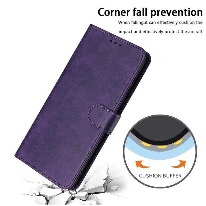 For Samsung Galaxy S26+ Wallet Case Flip Stand Calf Texture PU Leather Phone Cover with Strap - Purple - 6