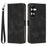 Leather Case For Samsung Galaxy S26 Imprinted Triangle Phone Cover with Hand Strap - Black - 1