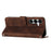 For Samsung Galaxy S26+ Leather Case Imprinted Triangle Phone Cover with Hand Strap - Brown - 2