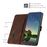 For Samsung Galaxy S26+ Leather Case Imprinted Triangle Phone Cover with Hand Strap - Brown - 4