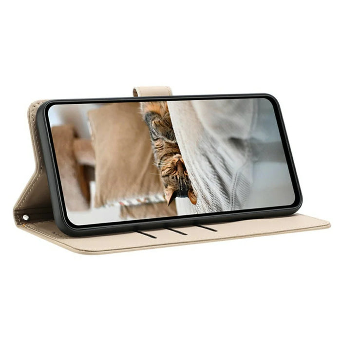 Wallet Case For Samsung Galaxy S26 Cats Imprint Leather Phone Cover with Strap - Beige - 2